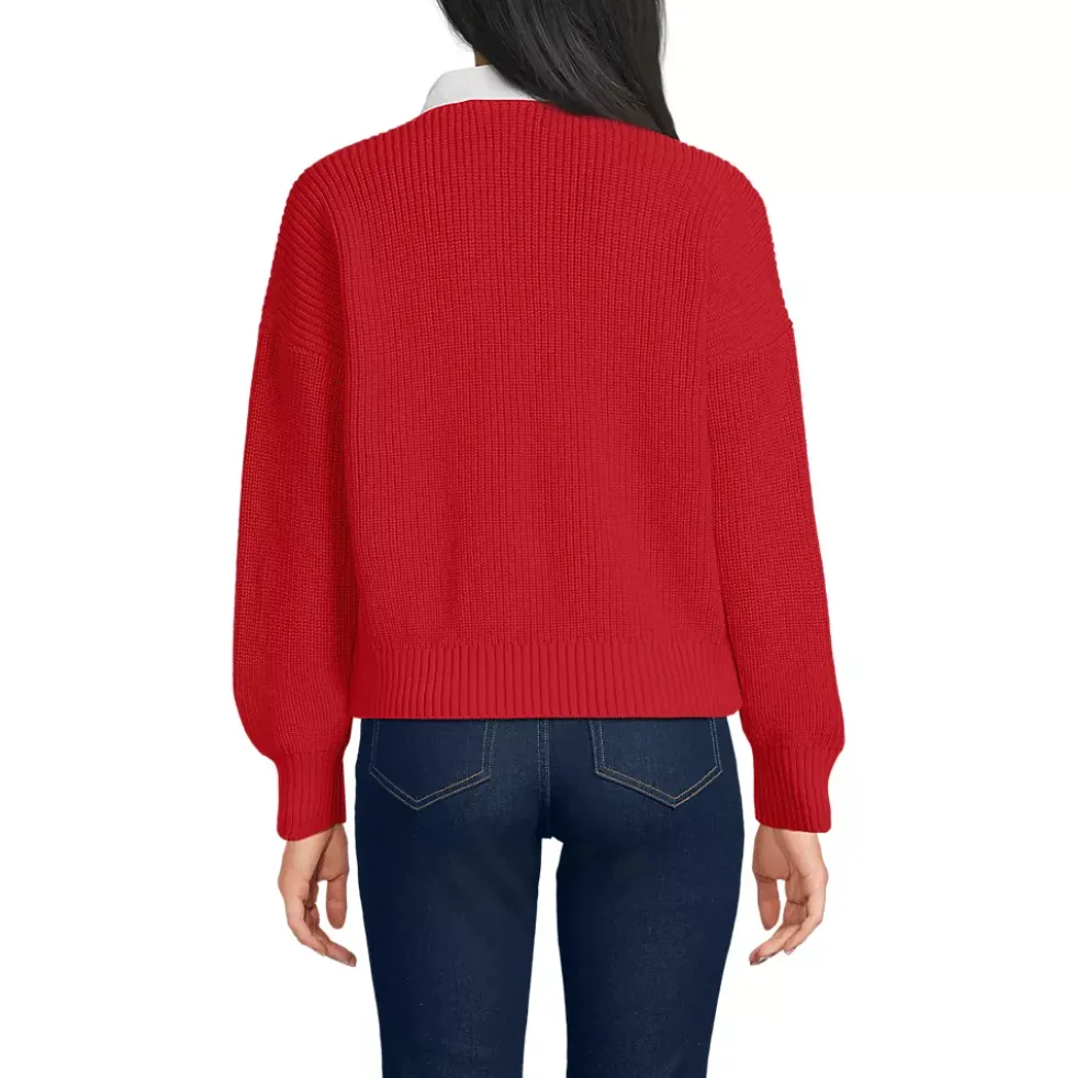 Women's Drifter Rugby with Woven Collar Sweater