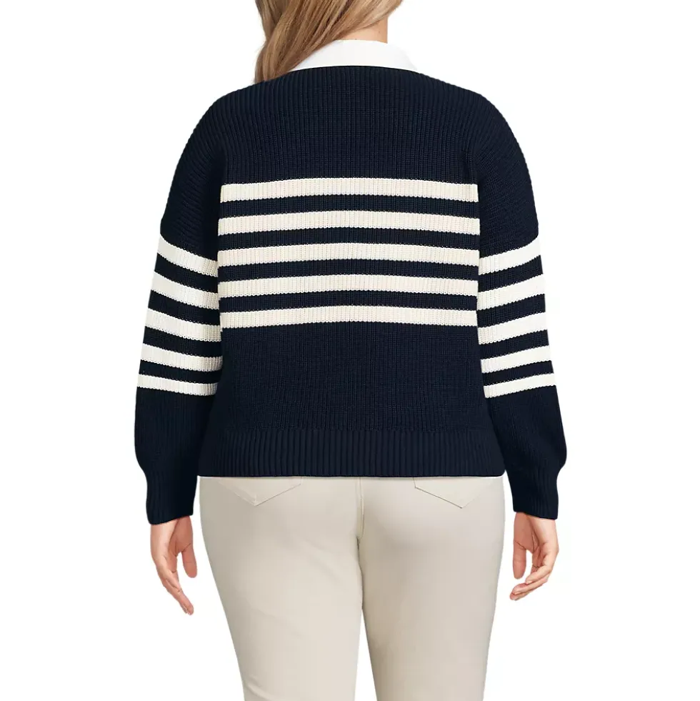 Women's Drifter Rugby with Woven Collar Sweater