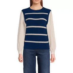 Women's Drifter Shaker Button Shoulder Sweater Vest with Poplin Sleeves