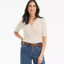 Women's Elbow Sleeve Coastal Rib Henley