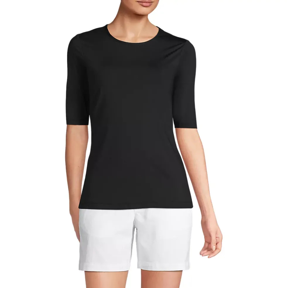 Women's Elbow Sleeve Crewneck Garden Tee- Sunshade UPF 50 Quick Dry
