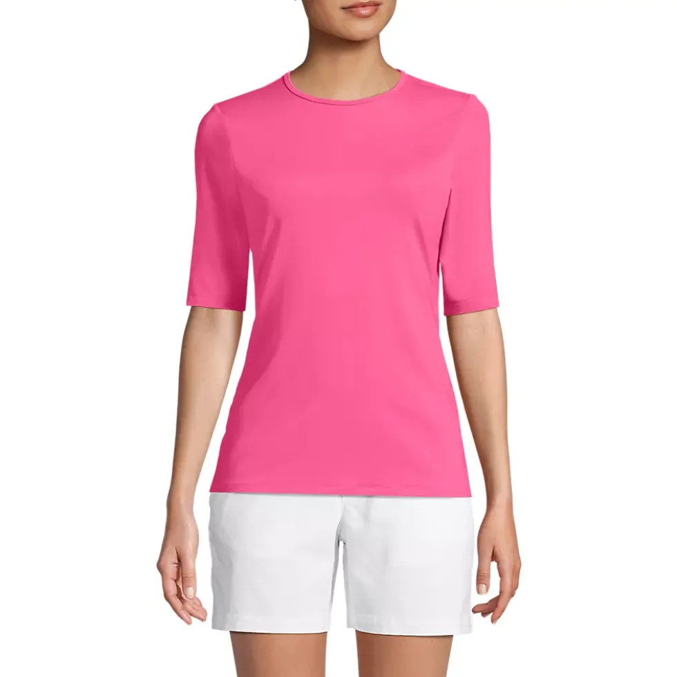 Women's Elbow Sleeve Crewneck Garden Tee- Sunshade UPF 50 Quick Dry