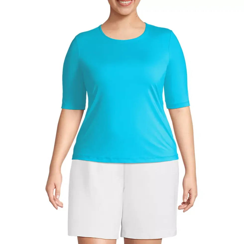 Women's Elbow Sleeve Crewneck Garden Tee- Sunshade UPF 50 Quick Dry