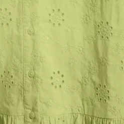 Women's Elbow Sleeve Eyelet Knee Length Shirt Dress