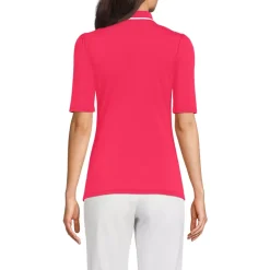 Women's Elbow Sleeve Lightweight Jersey Embellished Polo