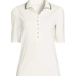 Women's Elbow Sleeve Lightweight Jersey Embellished Polo