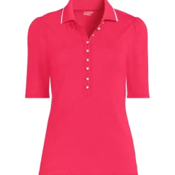 Women's Elbow Sleeve Lightweight Jersey Embellished Polo