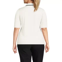 Women's Elbow Sleeve Lightweight Jersey Embellished Polo
