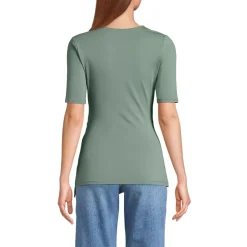 Women's Elbow Sleeve Lightweight Jersey Side Tie Blouse