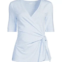 Women's Elbow Sleeve Lightweight Jersey Side Tie Blouse