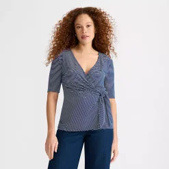 Women's Elbow Sleeve Lightweight Jersey Side Tie Blouse