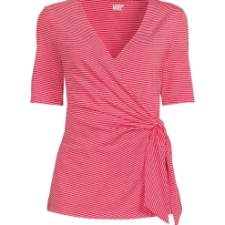 Women's Elbow Sleeve Lightweight Jersey Side Tie Blouse