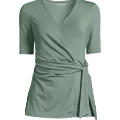 Women's Elbow Sleeve Lightweight Jersey Side Tie Blouse