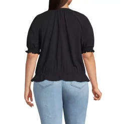 Women's Elbow Sleeve Lightweight Jersey Gathered Adjustable Hem Blouse