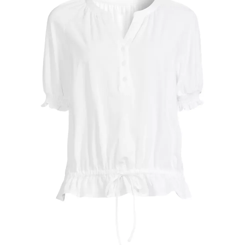 Women's Elbow Sleeve Lightweight Jersey Gathered Adjustable Hem Blouse