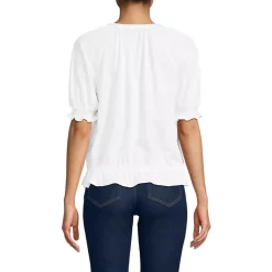 Women's Elbow Sleeve Lightweight Jersey Gathered Adjustable Hem Blouse
