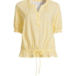 Women's Elbow Sleeve Lightweight Jersey Gathered Adjustable Hem Blouse