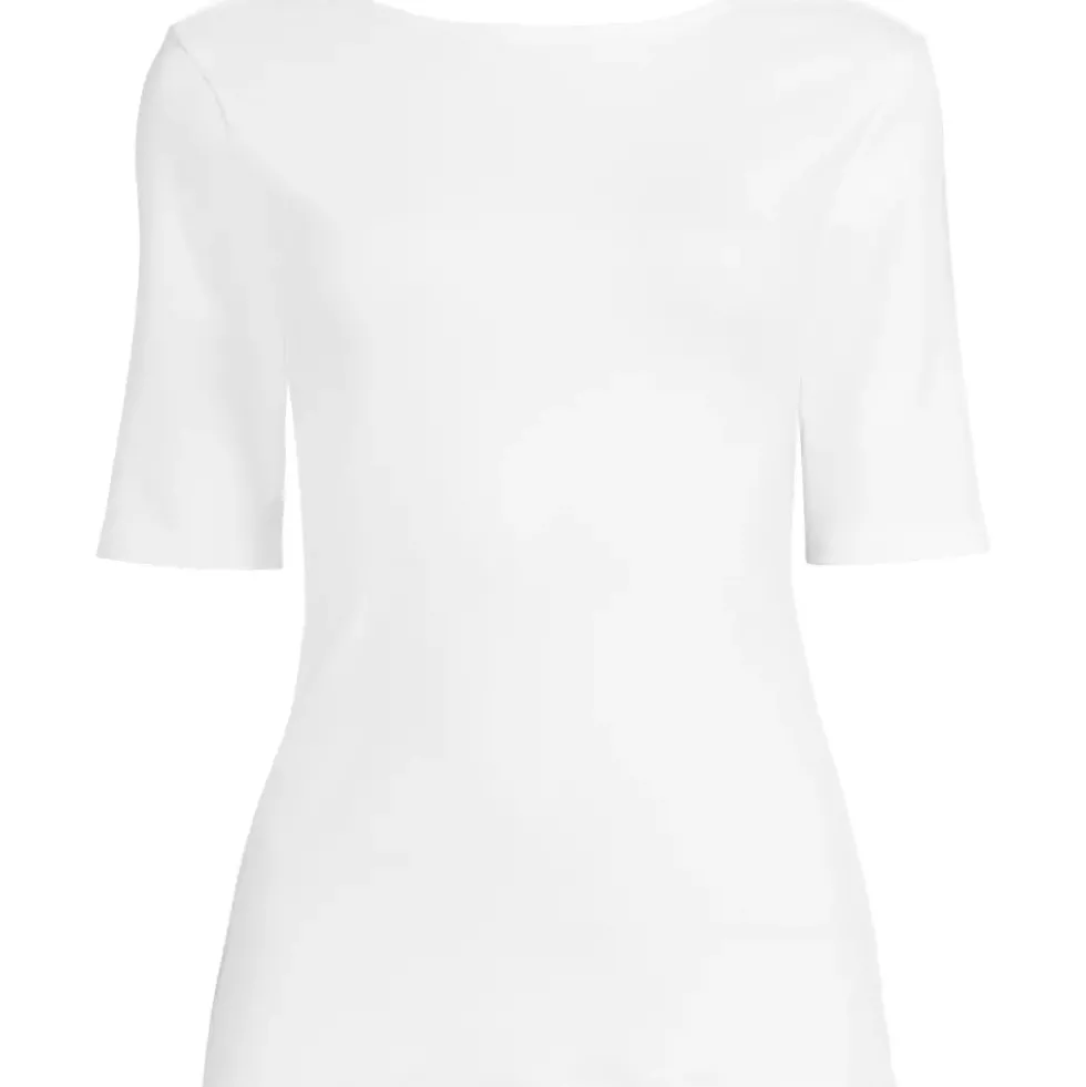 Women's Elbow Sleeve Polished Essentials High Neck Low Back Top