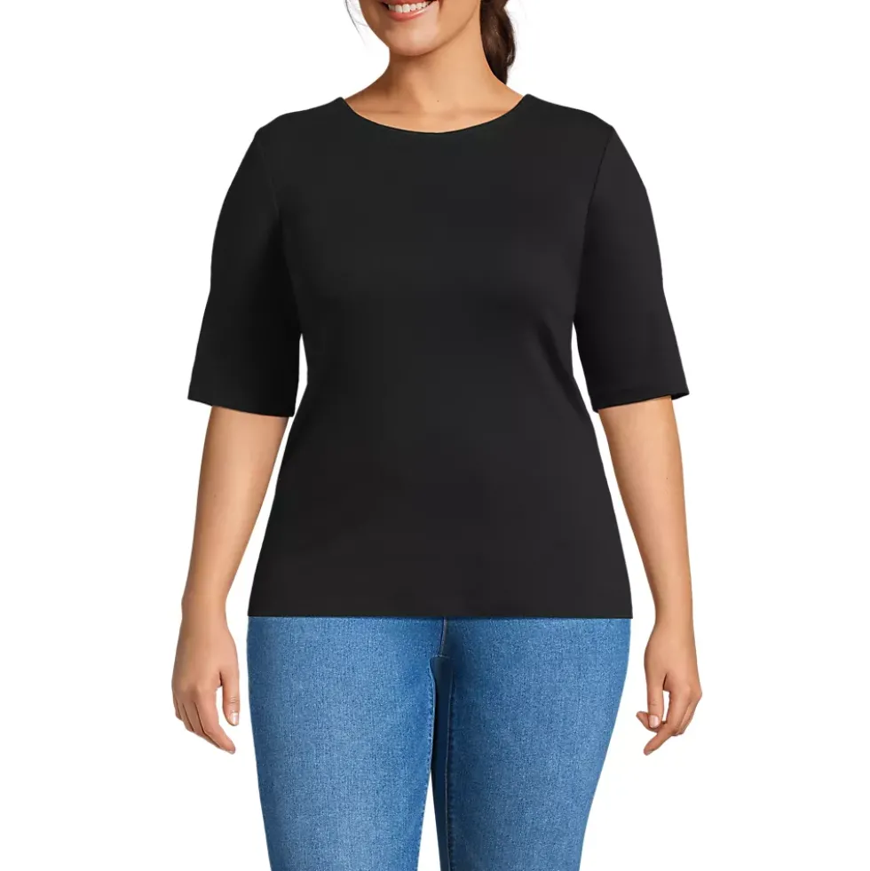 Women's Elbow Sleeve Polished Essentials High Neck Low Back Top