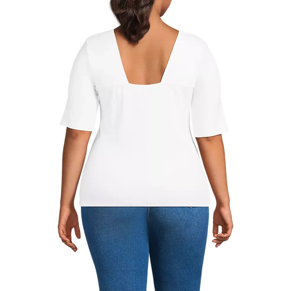 Women's Elbow Sleeve Polished Essentials High Neck Low Back Top