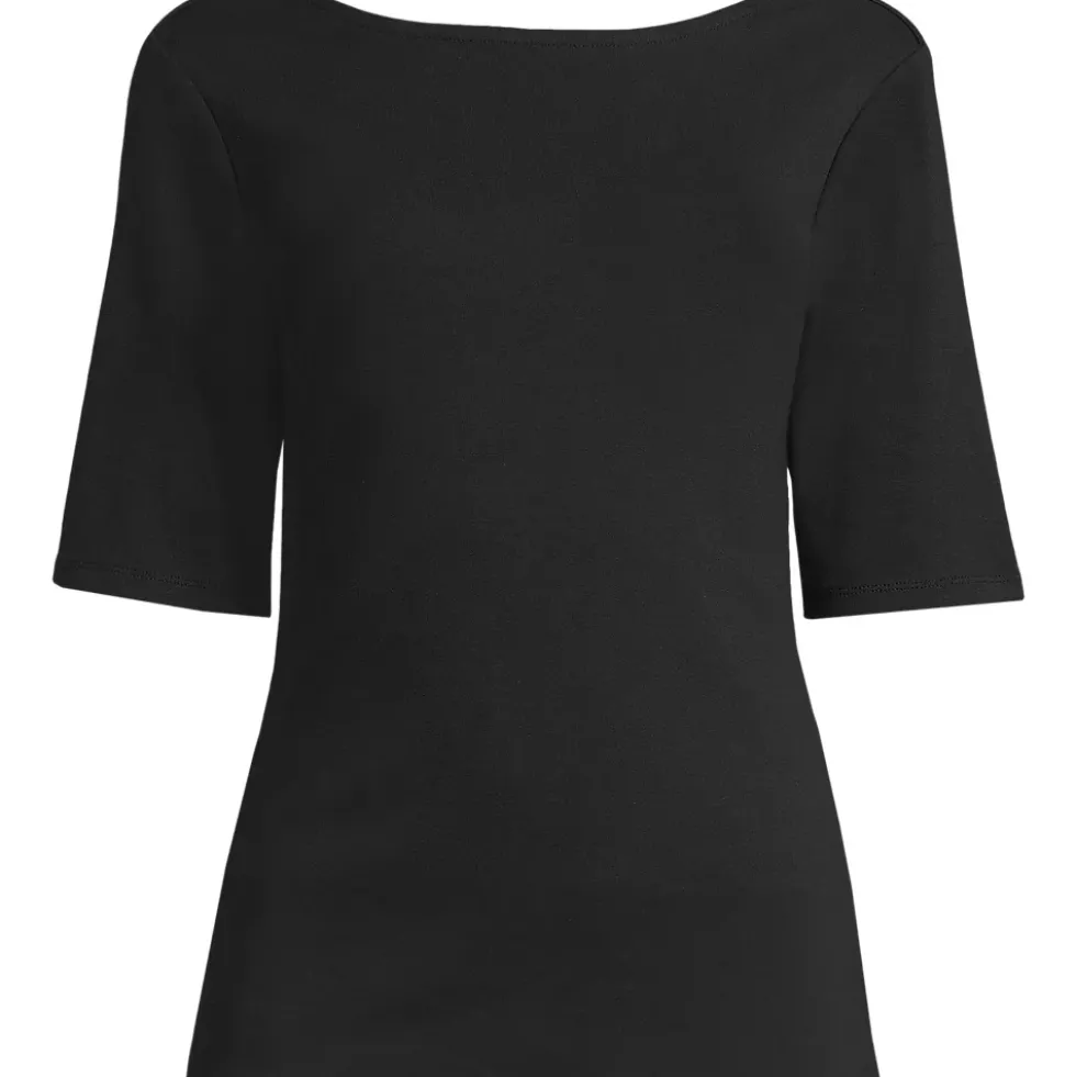 Women's Elbow Sleeve Polished Essentials High Neck Low Back Top