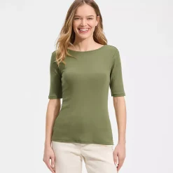 Women's Elbow Sleeve Polished Essentials High Neck Low Back Top