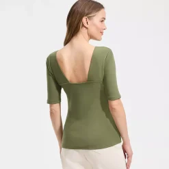 Women's Elbow Sleeve Polished Essentials High Neck Low Back Top