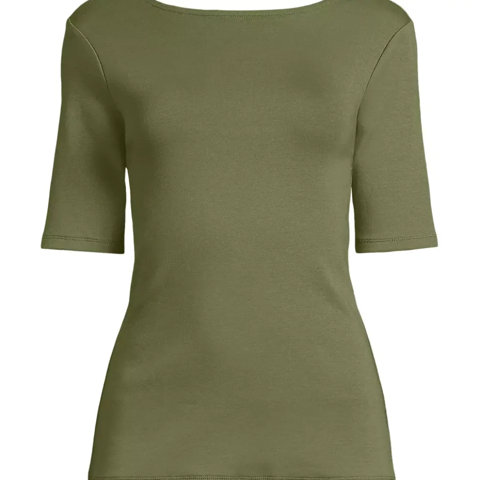 Women's Elbow Sleeve Polished Essentials High Neck Low Back Top