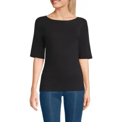 Women's Elbow Sleeve Polished Essentials High Neck Low Back Top