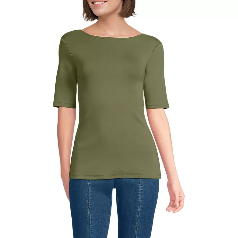 Women's Elbow Sleeve Polished Essentials High Neck Low Back Top