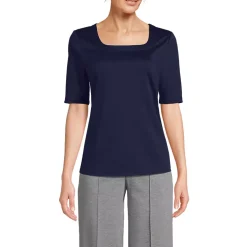 Women's Elbow Sleeve Ponte Square Neck Top