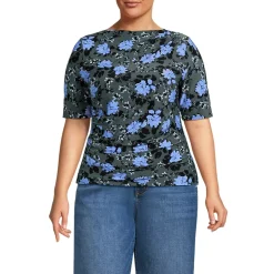 Women's Elbow Sleeve Silky Knit Ruched Top