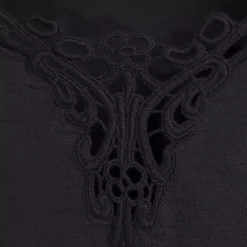 Women's Elbow Sleeve Slub Lace Trim T-Shirt