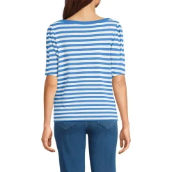 Women's Elbow Sleeve Supima Cotton Boatneck T-Shirt