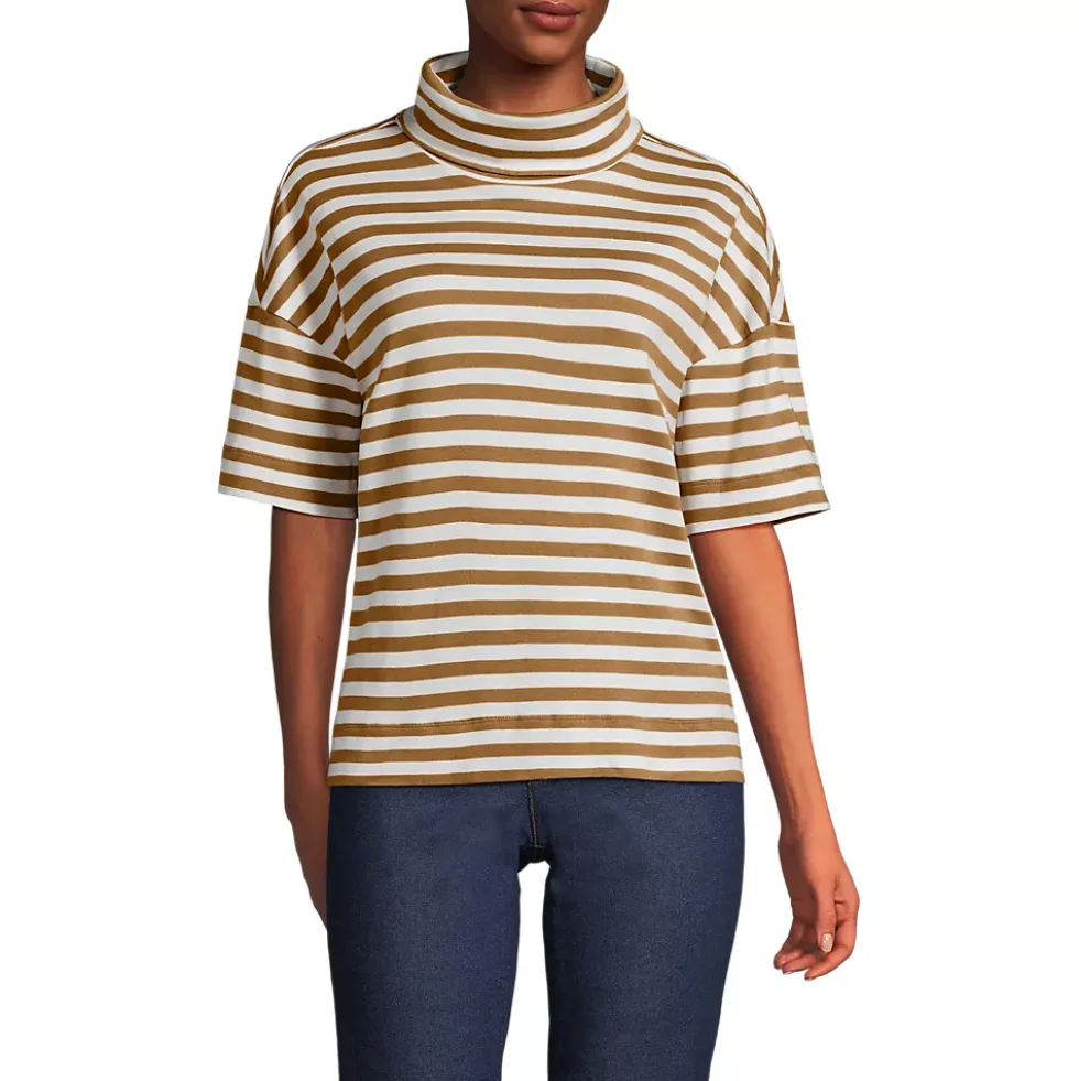 Women's Elbow Sleeve Supima Cotton Relaxed Turtleneck