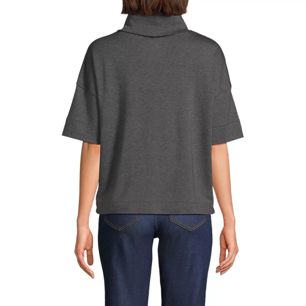 Women's Elbow Sleeve Supima Cotton Relaxed Turtleneck