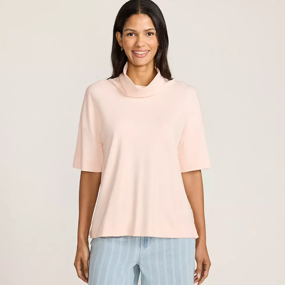 Women's Elbow Sleeve Supima Cotton Relaxed Turtleneck