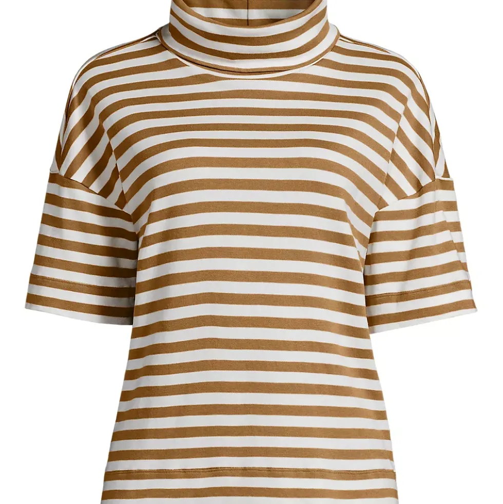 Women's Elbow Sleeve Supima Cotton Relaxed Turtleneck