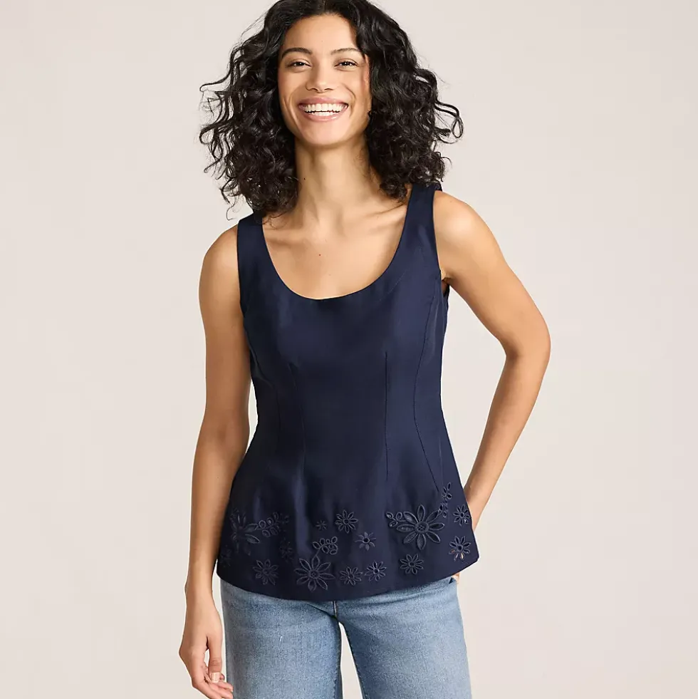 Women's Embroidered Peplum Top