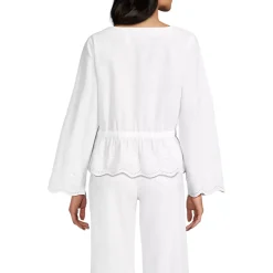 Women's Embroidered Poplin Long Sleeve Blouse
