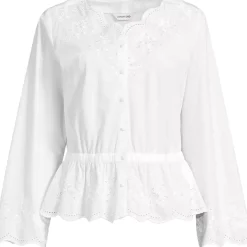 Women's Embroidered Poplin Long Sleeve Blouse