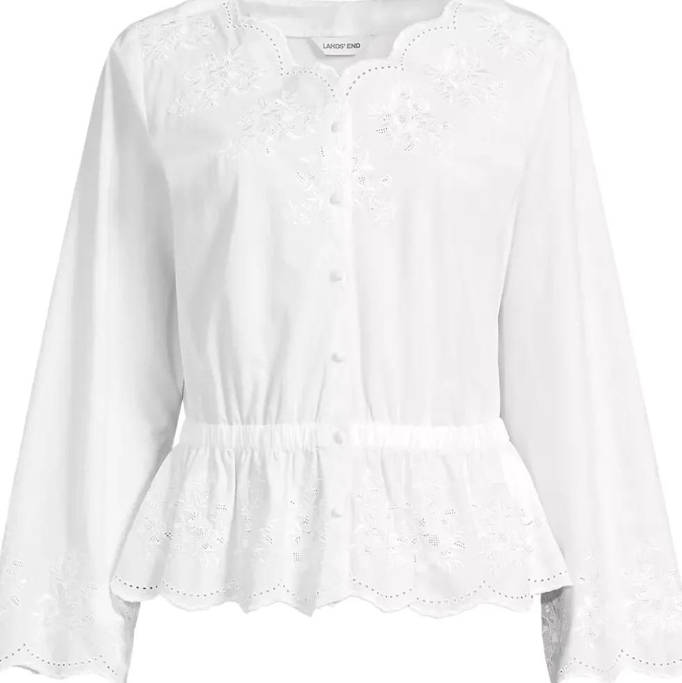 Women's Embroidered Poplin Long Sleeve Blouse