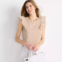 Women's Embroidered Ruffle Tank Top
