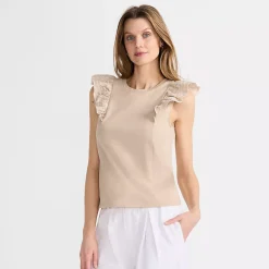 Women's Embroidered Ruffle Tank Top