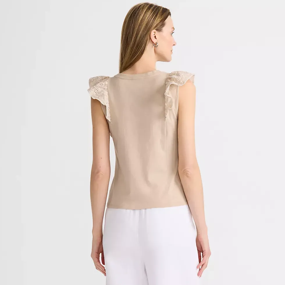 Women's Embroidered Ruffle Tank Top