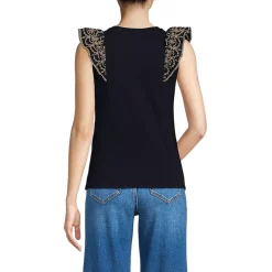 Women's Embroidered Ruffle Tank Top