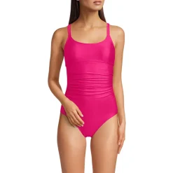 Women's Essential Tie Back Ruched One Piece Swimsuit