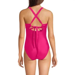 Women's Essential Tie Back Ruched One Piece Swimsuit