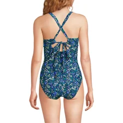 Women's Essential Tie Back Ruched One Piece Swimsuit