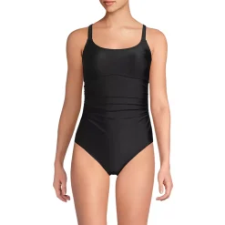 Women's Essential Tie Back Ruched One Piece Swimsuit